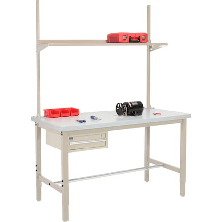 Global Industrial 96x30 Production Workbench Laminate Square Edge, Drawer, Upright & Shelf TN 318999TN